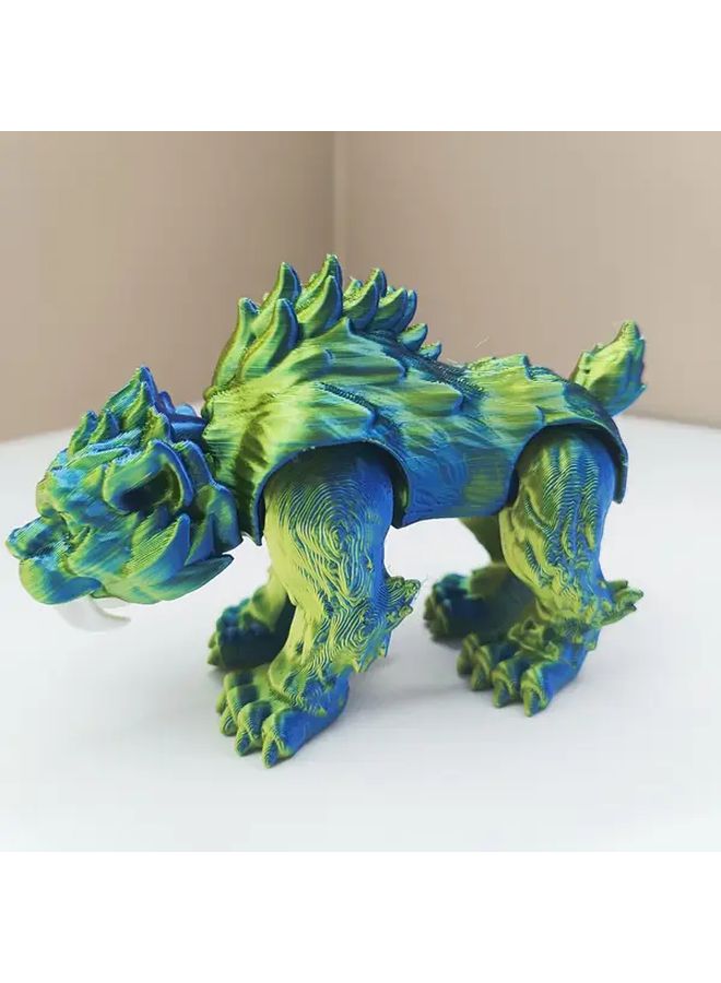 Blue Golden Gradient 3D Printed Saber Toothed Tiger Desktop Decor No Power Required - Image 3