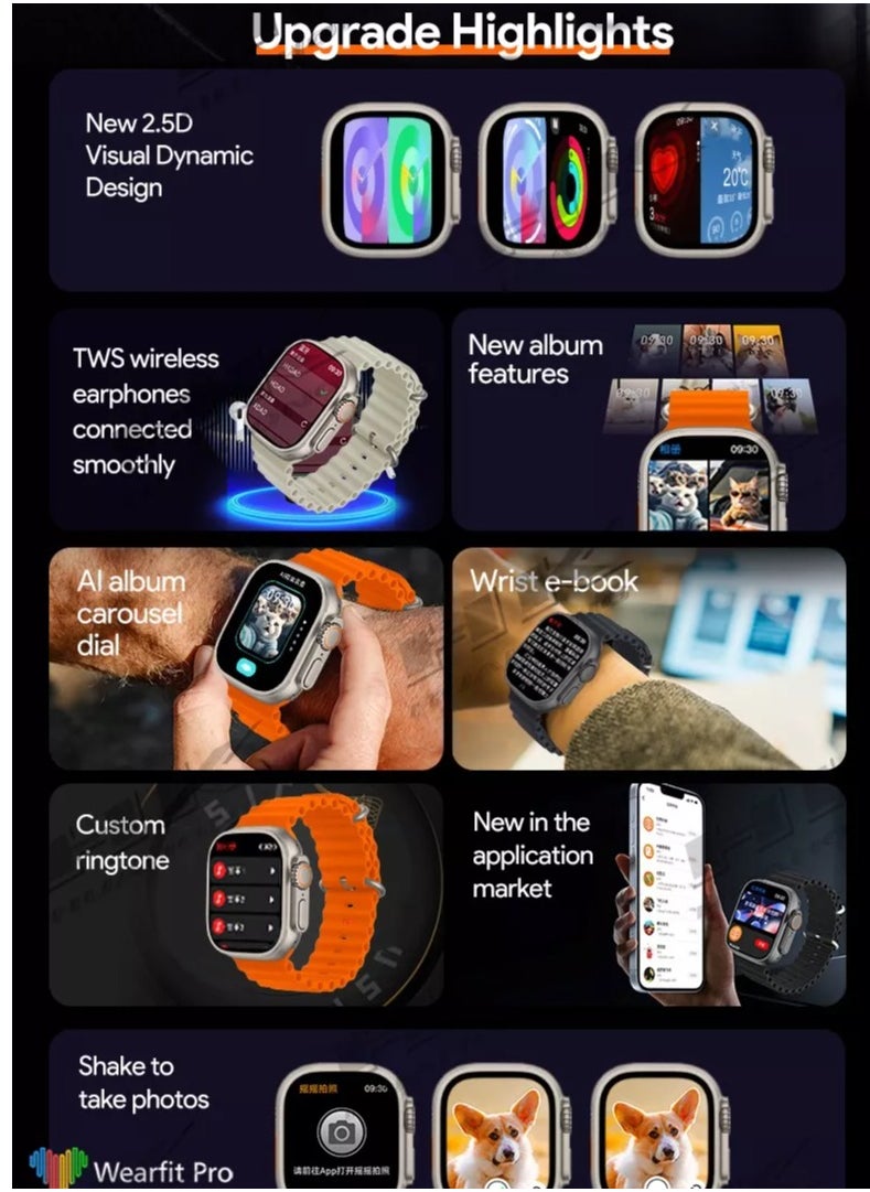 Wearfit Pro HK 10 Ultra 3 Multifunctional Super Amoled Watch For Men and Women With Wireless Charging  - Image 3