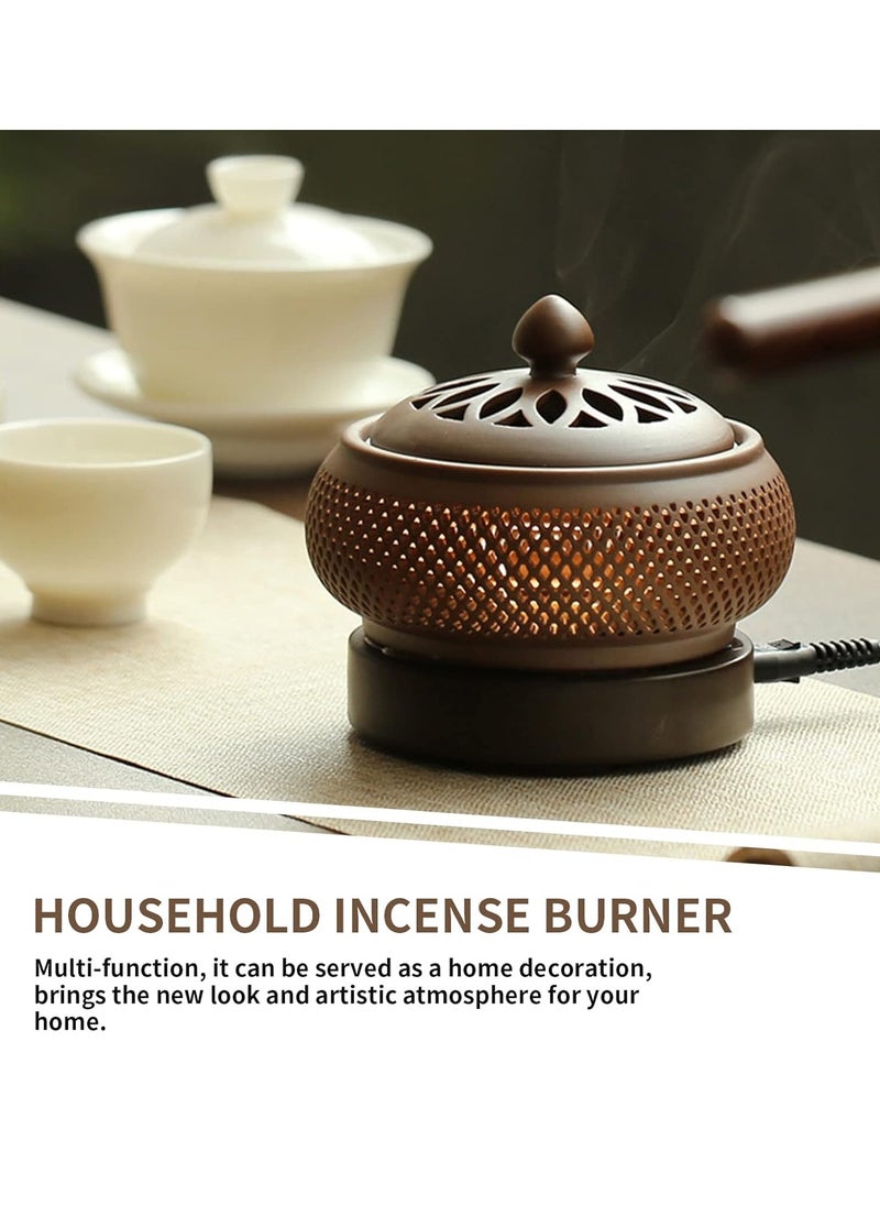 Bakhoor - Ceramic Electric Incense Burner, Electronic Aroma Diffuser with Timing Temperature Adjustment and Cover, Resin Frankincense Burner, Used for Indoor Air Purification, Home Decoration, Meditation - Image 1