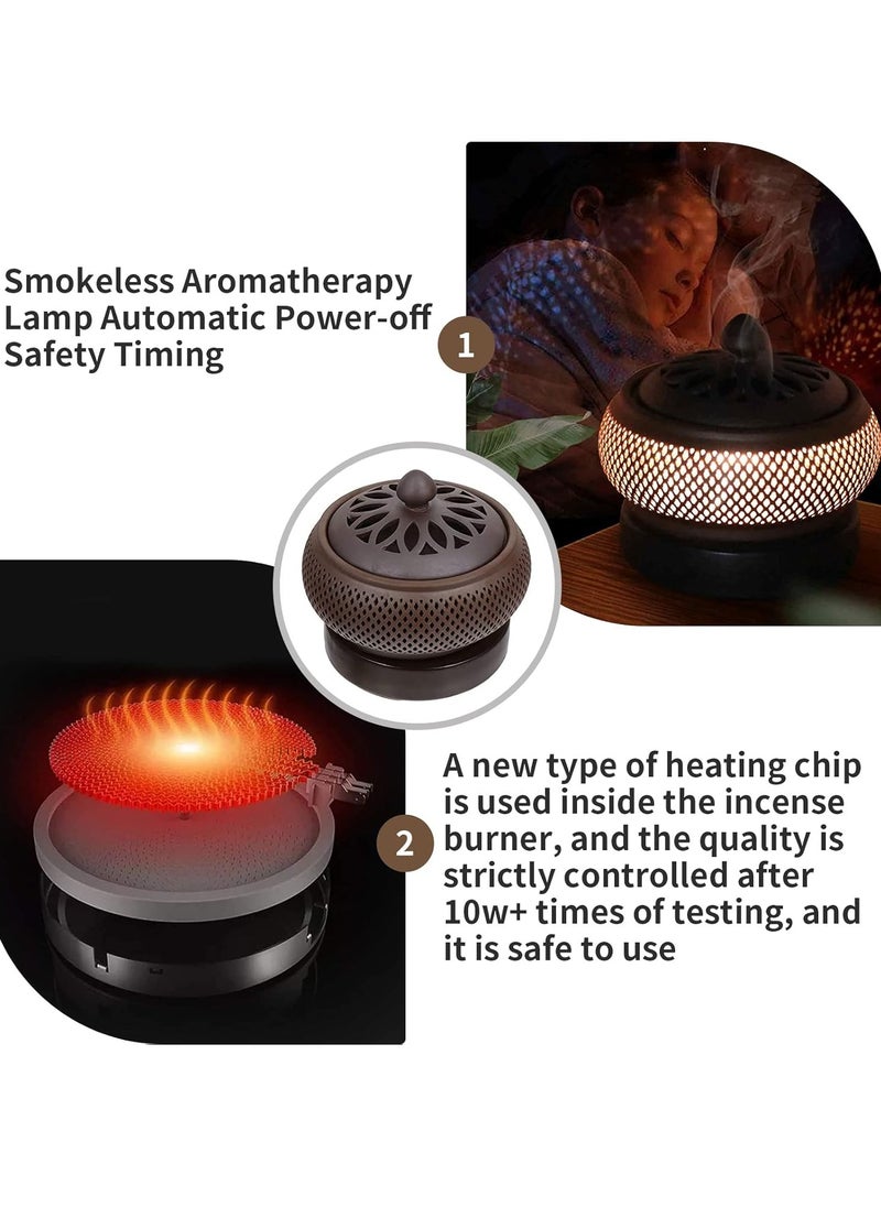 Bakhoor - Ceramic Electric Incense Burner, Electronic Aroma Diffuser with Timing Temperature Adjustment and Cover, Resin Frankincense Burner, Used for Indoor Air Purification, Home Decoration, Meditation - Image 1