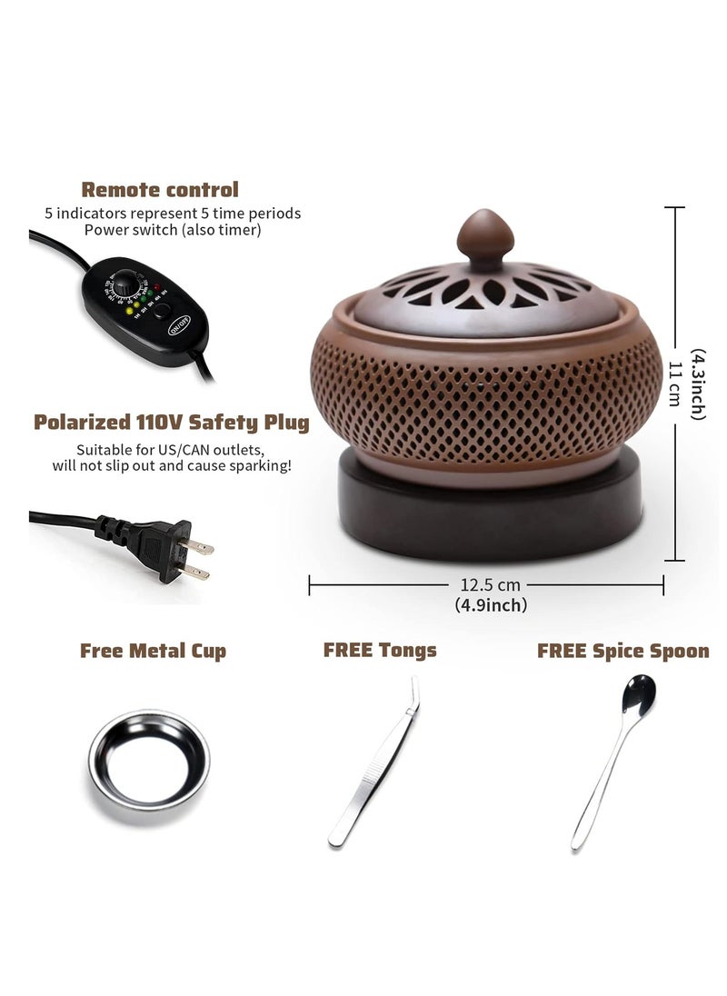 Bakhoor - Ceramic Electric Incense Burner, Electronic Aroma Diffuser with Timing Temperature Adjustment and Cover, Resin Frankincense Burner, Used for Indoor Air Purification, Home Decoration, Meditation - Image 1