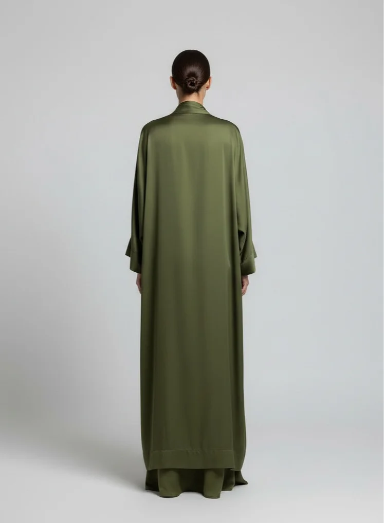 Janara Jones  Olive Satin Abaya Kaftan for Women | Best Price UAE
