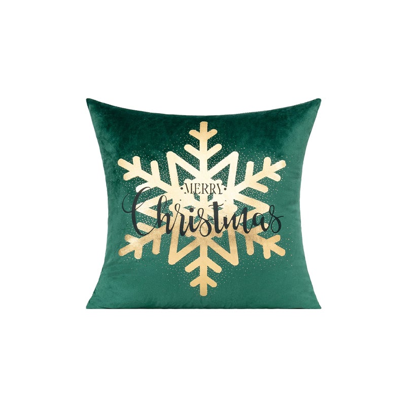All Smiles Dark Green Gold Christmas Decorations Throw Pillow Covers Cases 18X18 Set of 4 Winter Xmas Indoor Home D?cor Ornaments Velvet Navidad Cushion for Sofa Christmas Tree Snowflake Reindeer - Image 4