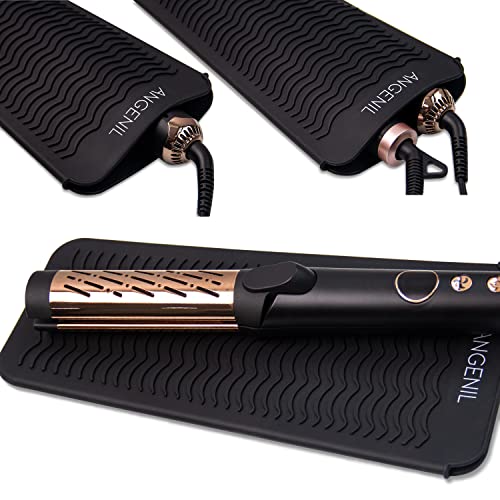 ANGENIL Silicone Heat Resistant Travel Mat Pouch for Titanium Ceramic Flat Iron, Hair Straightener Professional and Curler 2 in 1, Curling Wand, Crimper Hair Iron Tools, Food Grade Silicone, Black - Image 3