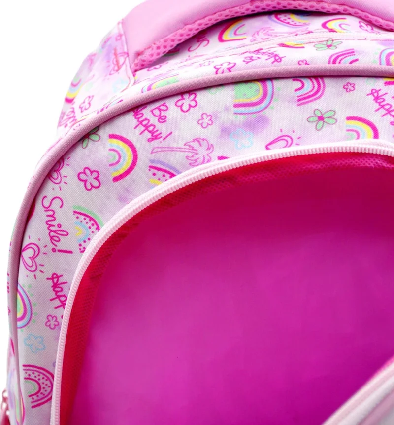 muggle 2 Compartment Soft Rainbow Pink School Backpack (MU-6696)