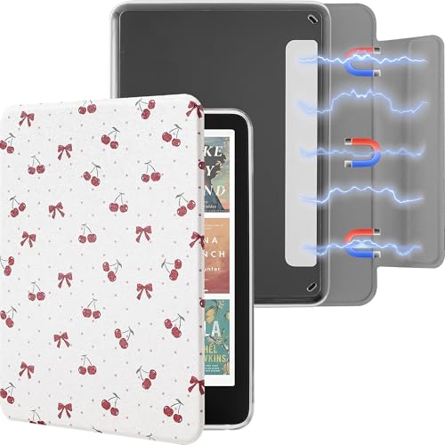 SESENSE Detachable Magnetic Case for 7'' Kindle Paperwhite 12th Gen 2024 and Kindle Colorsoft Signature Edition, Slim PU Shell Cover Case with Auto Wake/Sleep, Cherry - Image 1