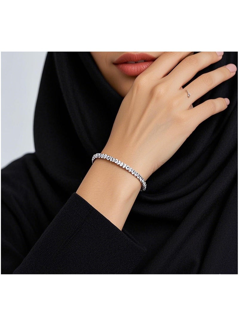 طقم أساور التنس للنساء، طقم مجوهرات من الزركونيا المكعبة المتلألئة مكون من قطعتين مع صندوق هدايا - هدايا أنيقة لأعياد الميلاد، والذكرى السنوية، وعيد الحب - Image 2