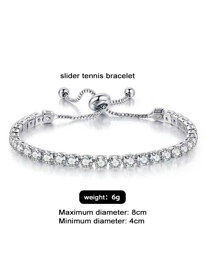 طقم أساور التنس للنساء، طقم مجوهرات من الزركونيا المكعبة المتلألئة مكون من قطعتين مع صندوق هدايا - هدايا أنيقة لأعياد الميلاد، والذكرى السنوية، وعيد الحب - Image 5