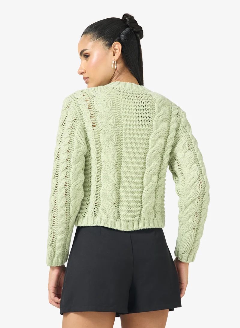 Ginger Chunky Cable Knit Cardigan