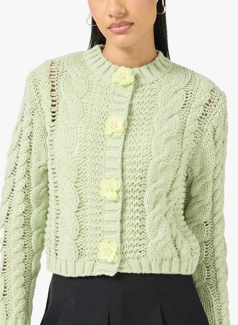 Ginger Chunky Cable Knit Cardigan - Image 3