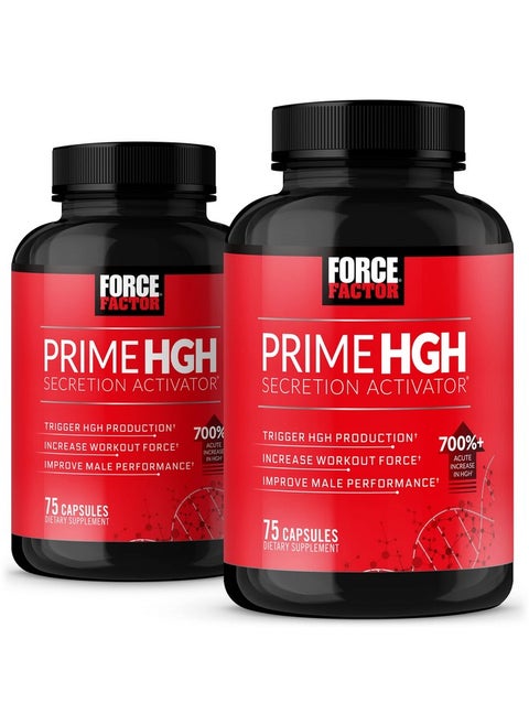 FORCE FACTOR Prime HGH Secretion Activator, 2-Pack, HGH Supplement for Men with AlphaSize to Help Trigger HGH Production, Increase Workout Force, & Improve Performance, 150 Capsules