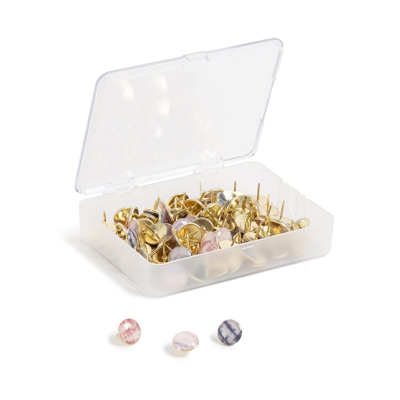 U Brands Fashion Thumbtacks Soft Dye with Gold Pins Office Organization Supplies 100 Count