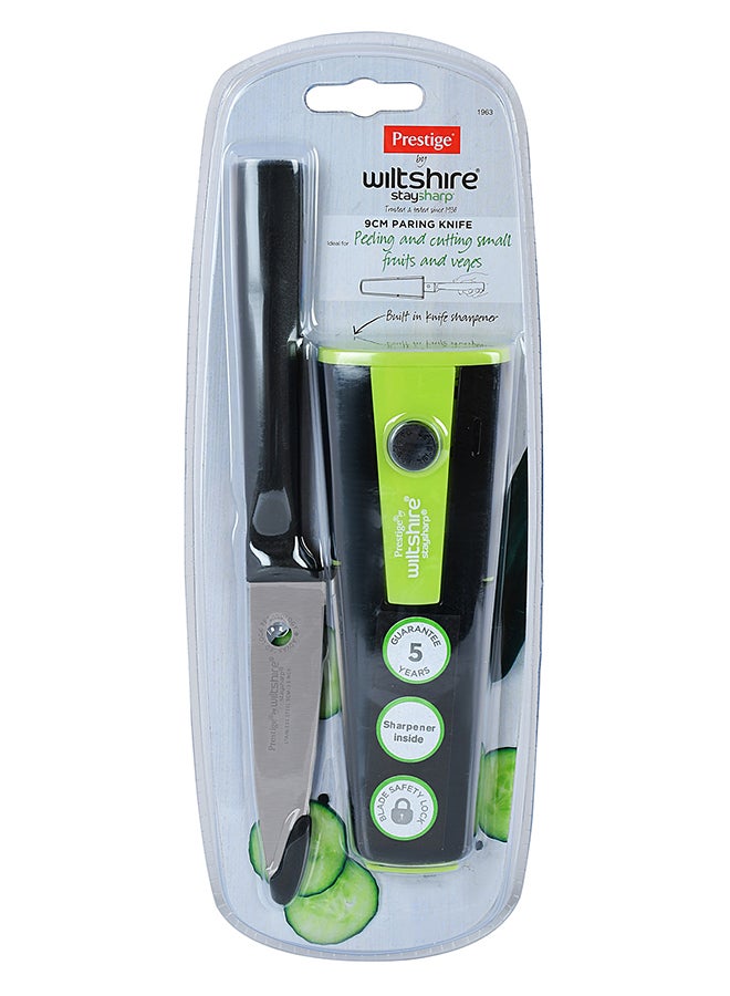 Prestige Stay Sharp Paring Knife Wiltshire Black/Silver/Green 9cm - Image 1