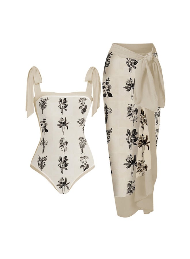 إسكدنيا 2023 European And American One-piece Conservative Belly Covering Slim Vacation Beach Hot Spring Swimsuit Bikini Vintage One-piece Bikini-Color:Ink Painting Black- - Image 5