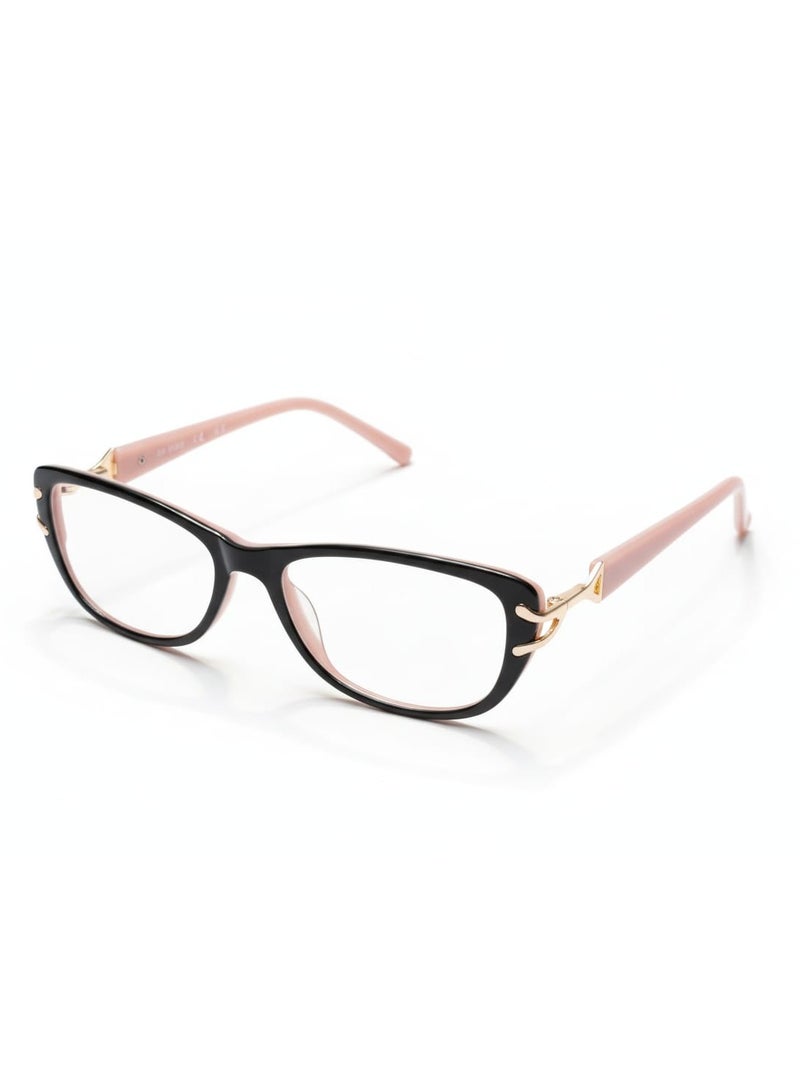 Eye wear frames for ladies with multicolor combination in pink with gold and black
