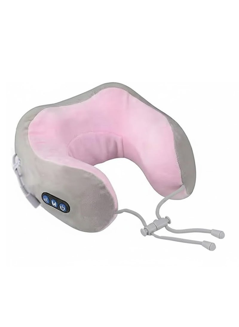 وسادة تدليك للرقبة على شكل حرف U، مزودة بشاحن USB، لتخفيف آلام العضلات، والاسترخاء في الطائرة والمكتب والمنزل. - Image 1
