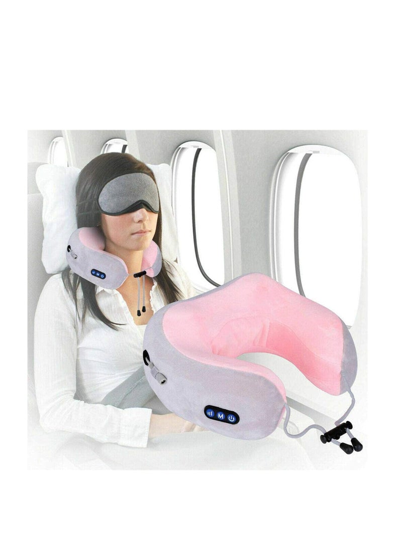 وسادة تدليك للرقبة على شكل حرف U، مزودة بشاحن USB، لتخفيف آلام العضلات، والاسترخاء في الطائرة والمكتب والمنزل. - Image 2