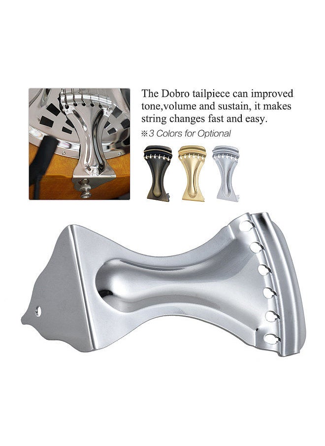 Generic - Silver Zinc Alloy Durable Tailpiece for Dobro 6 Strings Resonator Guitar - Image 1