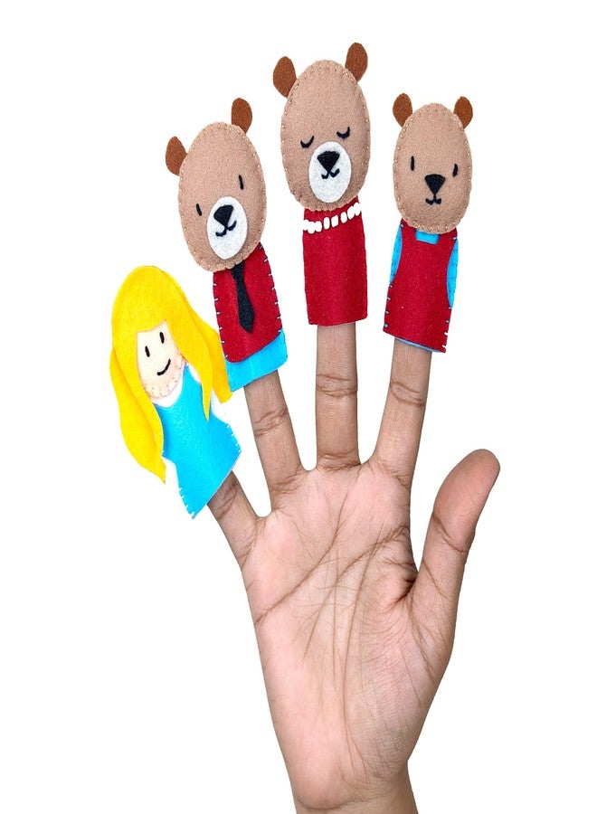 AGD Handmade Finger Puppets Set with Nursery Rhyme Card, Interactive Educational Toys for Kids, Return Gifts for Birthday (Felt Fabric) (Goldilocks) - Image 1