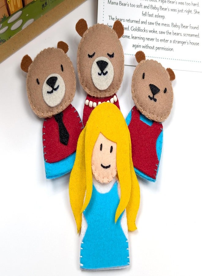AGD Handmade Finger Puppets Set with Nursery Rhyme Card, Interactive Educational Toys for Kids, Return Gifts for Birthday (Felt Fabric) (Goldilocks) - Image 3