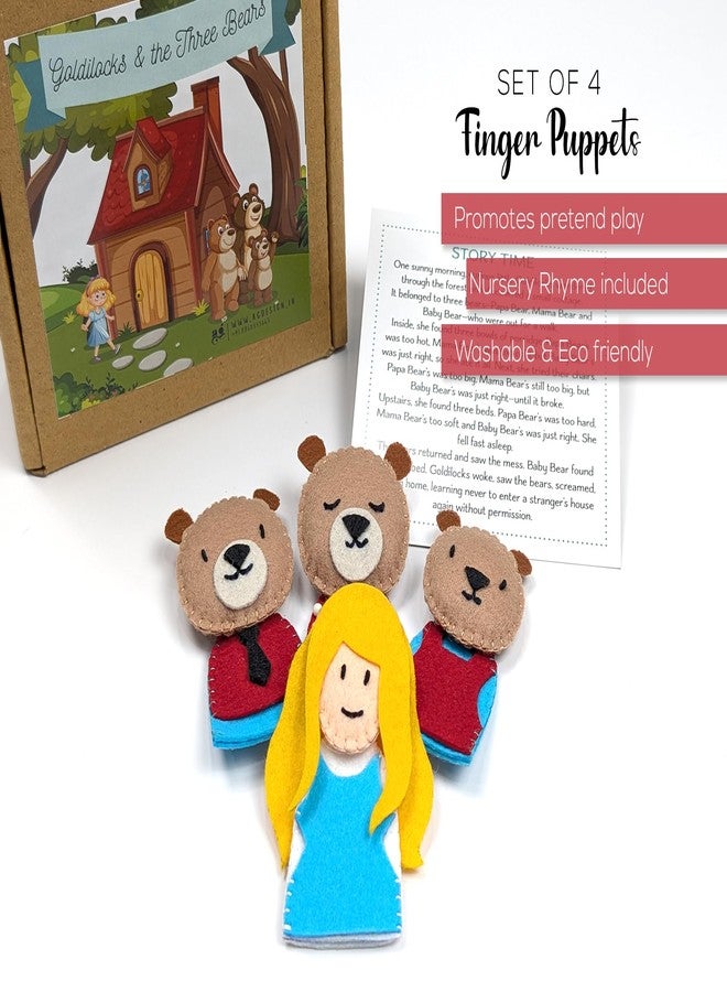 AGD Handmade Finger Puppets Set with Nursery Rhyme Card, Interactive Educational Toys for Kids, Return Gifts for Birthday (Felt Fabric) (Goldilocks) - Image 2