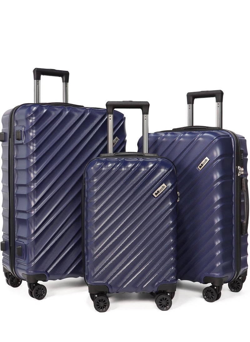 MIAZIB MIAZIB Luggage Sets Suitcases with Wheels Suitcase set Hardshell Luggage sets Clearance Luggage sets with TSA Lock 20/24/28 Inch Luggage Lightweight Suitcases with Wheels Navy Blue  - Image 1