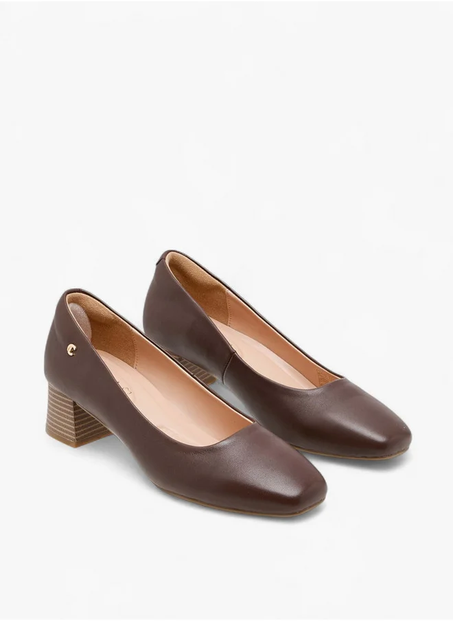 Le Confort Women's Solid Leather Slip-On Pumps with Block Heels