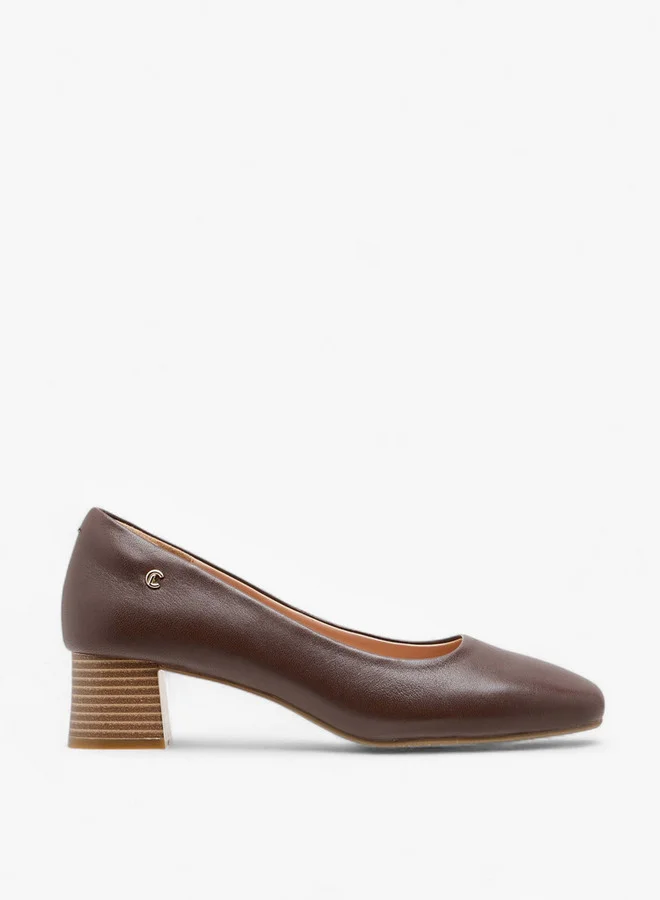 Le Confort Women's Solid Leather Slip-On Pumps with Block Heels