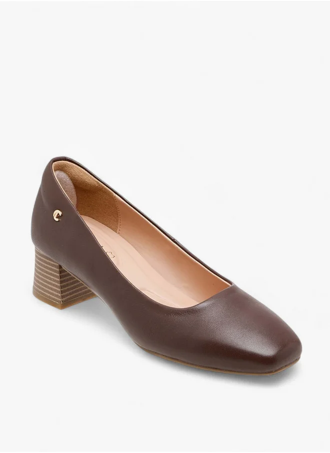 Le Confort Women's Solid Leather Slip-On Pumps with Block Heels