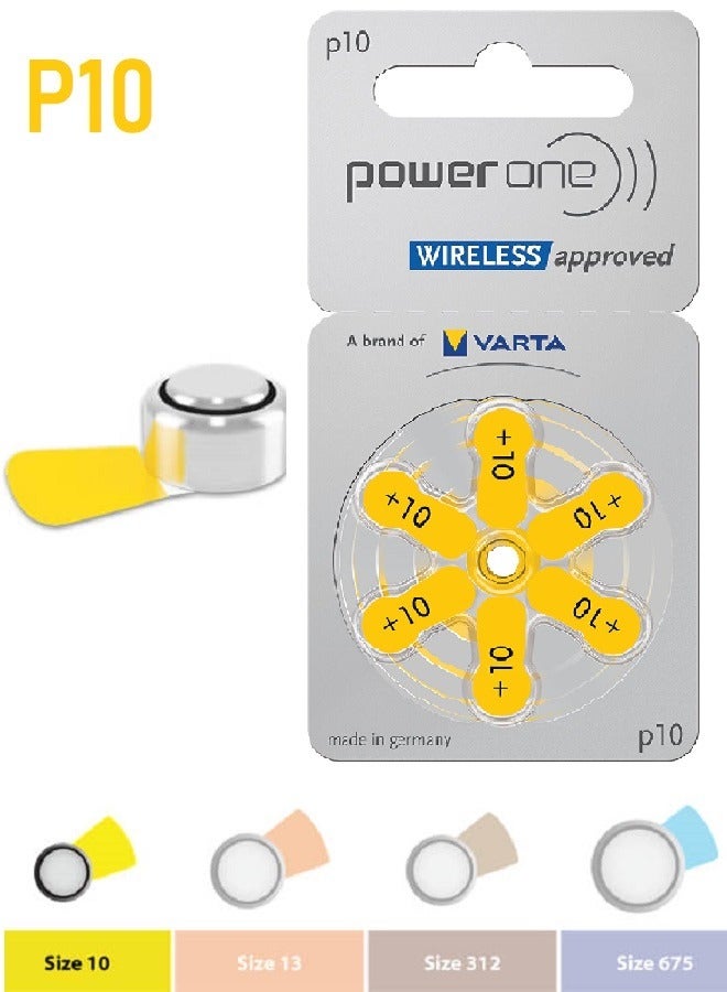 Power One 1.45V Original High Level Hearing Aid Batteries P10 Pack Of 6 Pieces  - Image 1