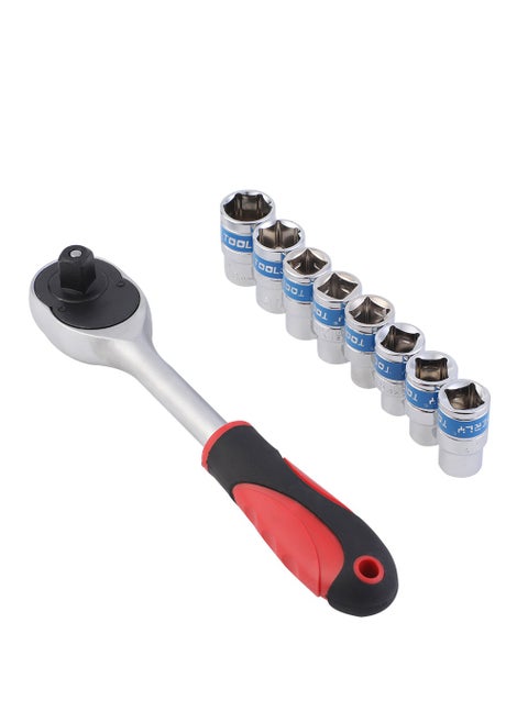 Drive Socket Wrench Set 1/2 Inch 9 Pieces | Bit Socket Set Metric and Extension Bar for Auto Repairing and Household