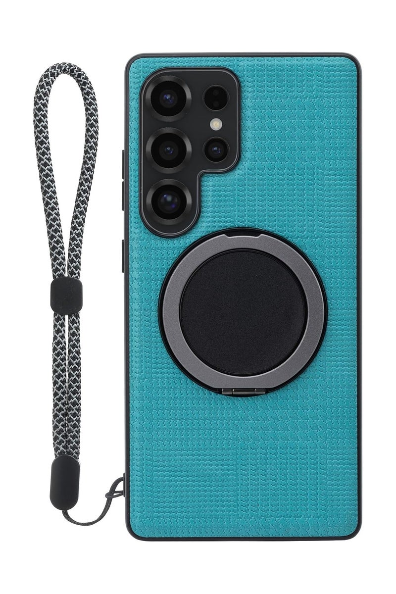 VKL Case Compatible with Samsung Galaxy S25 Ultra (2025), Built-in 360° Rotatable Ring Stand & Lanyard & Precision Hole Lens Protection, Frosted Protective Cover (Blue) - Image 1