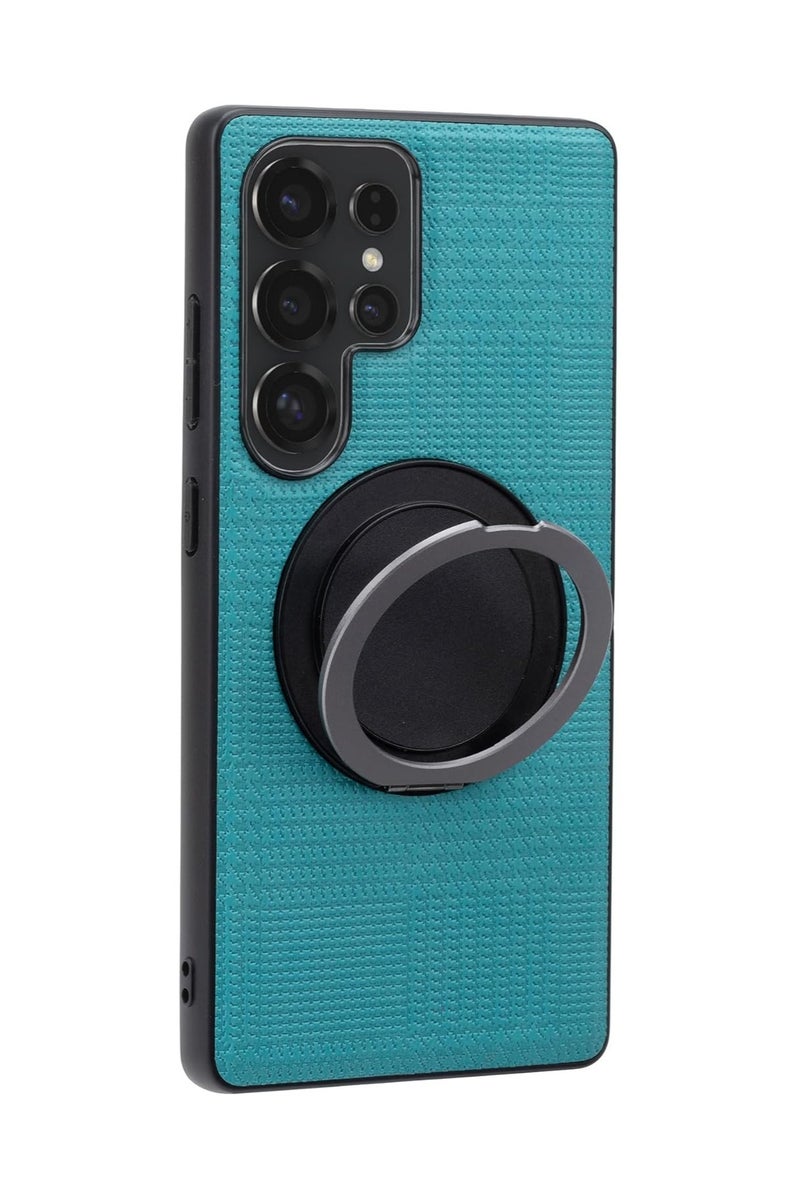 VKL Case Compatible with Samsung Galaxy S25 Ultra (2025), Built-in 360° Rotatable Ring Stand & Lanyard & Precision Hole Lens Protection, Frosted Protective Cover (Blue) - Image 3