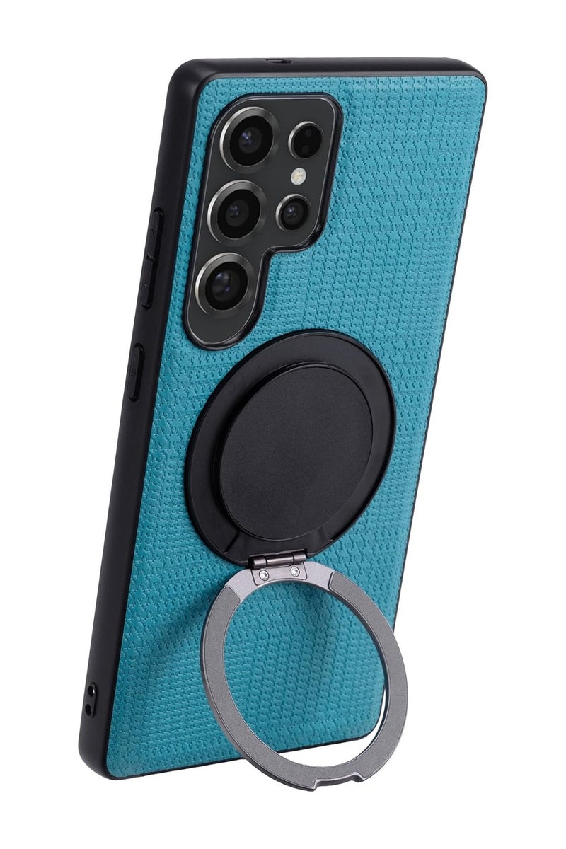 VKL Case Compatible with Samsung Galaxy S25 Ultra (2025), Built-in 360° Rotatable Ring Stand & Lanyard & Precision Hole Lens Protection, Frosted Protective Cover (Blue) - Image 4