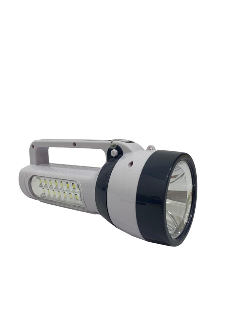 ميتشو مصباح بحث LED قابل لإعادة الشحن، 3 وات فائق السطوع مع 16 مصباح LED جانبي، شعاع طويل المدى، ما يصل إلى 6 ساعات من العمل المستمر في البحث عن التنزه والتخييم وصيد الأسماك ومصابيح يدوية وكشافات - Image 1