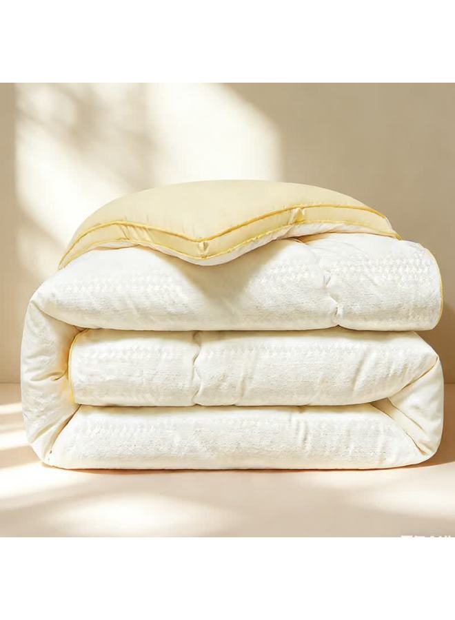 Hodo Thickened Winter Soybean Quilt Cotton Core 1.5m X 2m 5 Jin Dormitory Single Quilt White Yellow - Image 5