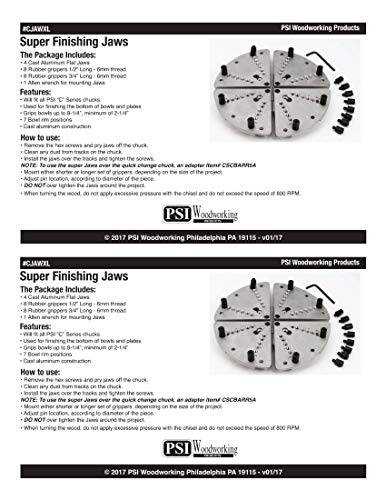 PSI Woodworking CJAWXL 8-1/4" Flat Jaws for PSI C-Series Lathe Woodturning Chucks - Image 2