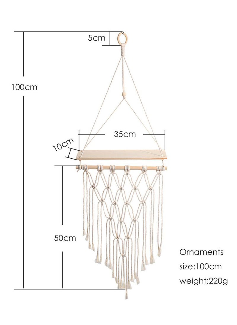 XiuWoo Bohemian Vintage Elegant Hanging Wooden Indoor Wall Hanging Shelf and Shelves for Home Decoration  - Image 5
