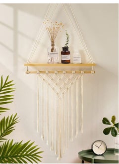 XiuWoo Bohemian Vintage Elegant Hanging Wooden Indoor Wall Hanging Shelf and Shelves for Home Decoration  - Image 1