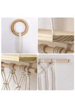 XiuWoo Bohemian Vintage Elegant Hanging Wooden Indoor Wall Hanging Shelf and Shelves for Home Decoration  - Image 4