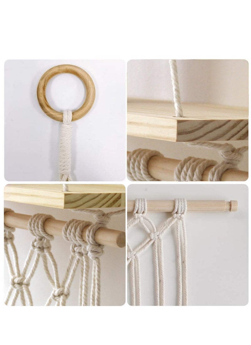XiuWoo Bohemian Vintage Elegant Hanging Wooden Indoor Wall Hanging Shelf and Shelves for Home Decoration  - Image 4