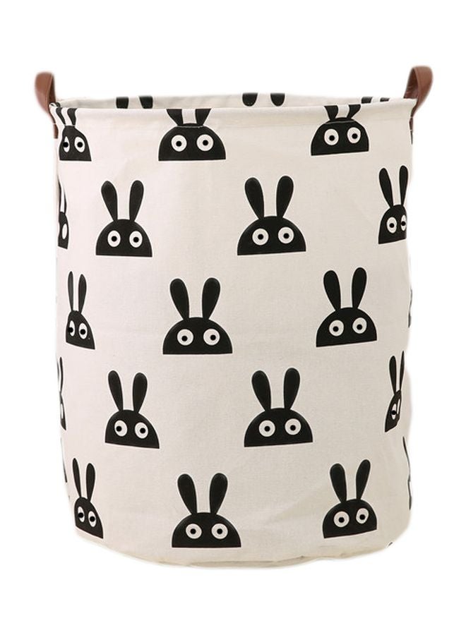 NIBEMINENT Rabbit Printed Rounded Storage Basket White/Black 40x50centimeter - Image 1