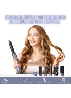 General 6 in 1 Multistyler Hair Styling Tools Blow Dryer w/ 200 Millions Ions & Coanda Tech - 110000 RPM Curling Wand Straightener Brush Volumizer - Auto Wrap Curlers Air Drying Styler Volumizing  - Image 2
