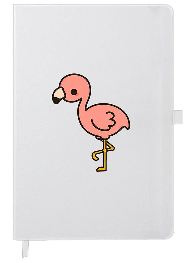 Theodor Designer A5 Thick White Hardcover Notebook Flamingo - Image 1