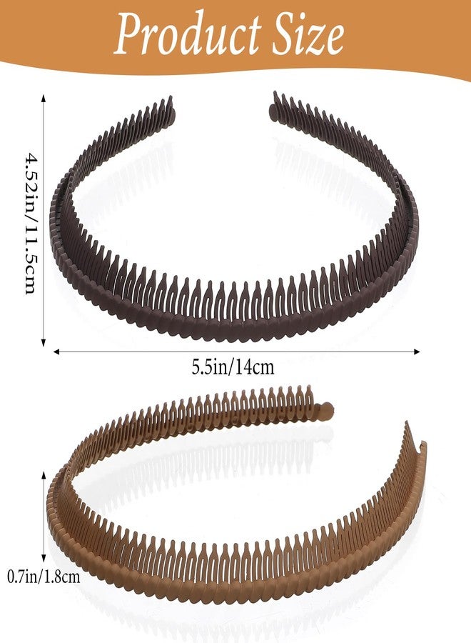 MBAIYO 4 Pcs Headbands with Teeth, Comfortable Headbands for Women with Teeth Non Slip Fashion Comb Head Bands Plastic Head Bands for Hair Styling (4.3''×0.7'' Black, White, Khaki, Coffee) - Image 5