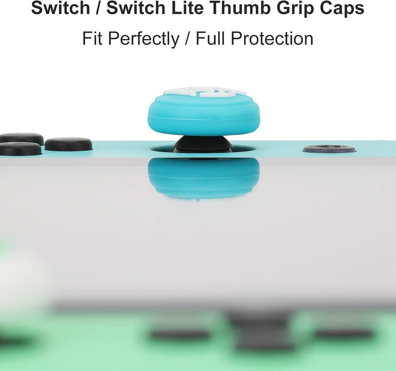 أغطية مقابض الإبهام اللطيفة من لأجهزة تحكم Nintendo Switch/Lite/OLED، لأغطية عصا التحكم التناظرية الناعمة من السيليكون على شكل أوراق كawaii من لعبة Animal Crossing لأذرع NS Joy (ورقة زرقاء وخضراء) - Image 5
