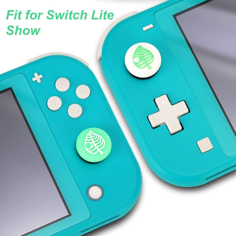أغطية مقابض الإبهام اللطيفة من لأجهزة تحكم Nintendo Switch/Lite/OLED، لأغطية عصا التحكم التناظرية الناعمة من السيليكون على شكل أوراق كawaii من لعبة Animal Crossing لأذرع NS Joy (ورقة زرقاء وخضراء) - Image 4