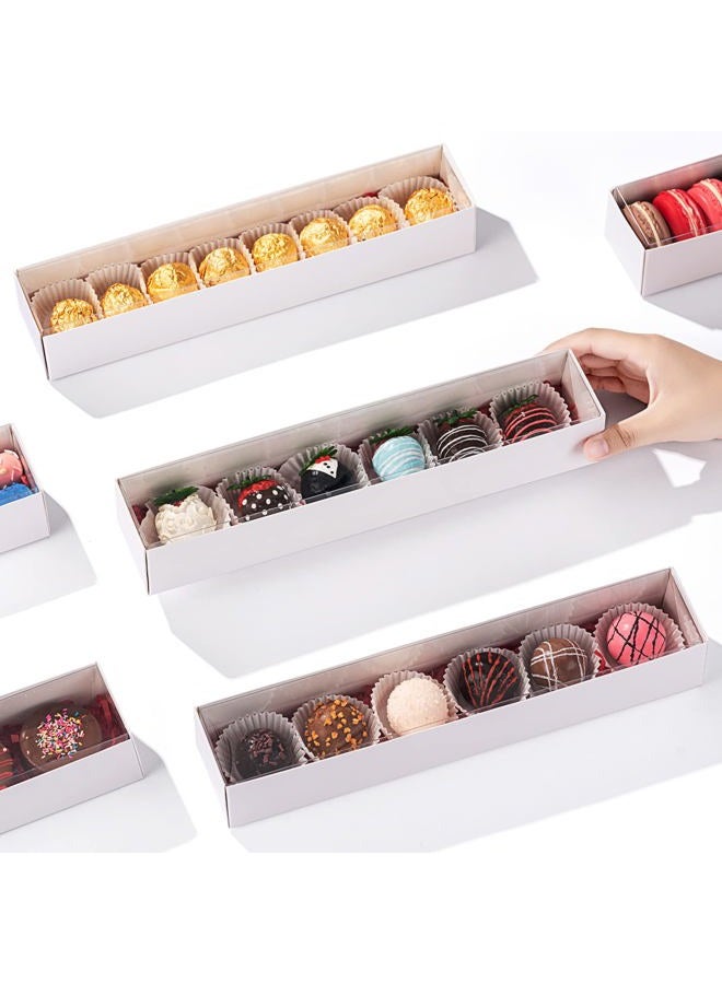 RomanticBaking 15 Pack Long Chocolate Covered Strawberry Boxes for 6 Macaron boxes for 12 Truffle Boxes Cocoa Bombs Boxes Cookies boxes Bakery Boxes(12x2¼x2 Inches) - Image 4