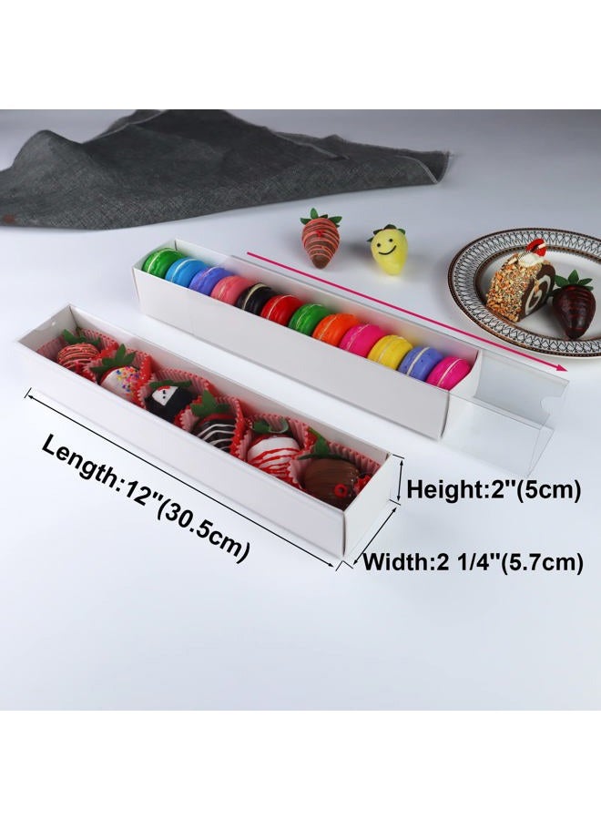 RomanticBaking 15 Pack Long Chocolate Covered Strawberry Boxes for 6 Macaron boxes for 12 Truffle Boxes Cocoa Bombs Boxes Cookies boxes Bakery Boxes(12x2¼x2 Inches) - Image 2