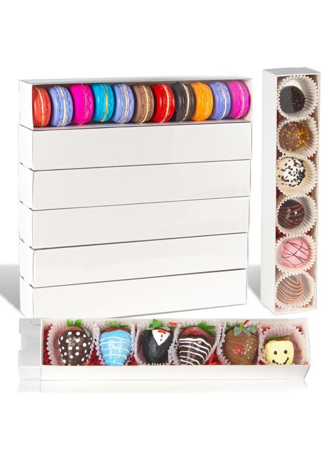 RomanticBaking 15 Pack Long Chocolate Covered Strawberry Boxes for 6 Macaron boxes for 12 Truffle Boxes Cocoa Bombs Boxes Cookies boxes Bakery Boxes(12x2¼x2 Inches) - Image 1